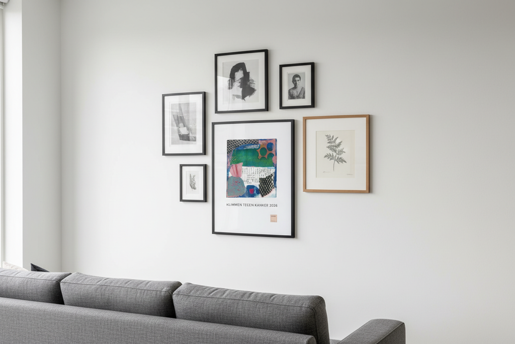Klimmen tegen Kanker #3 poster in gallery wall - A3 formaat lifestyle foto